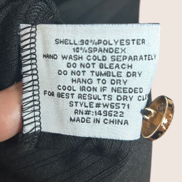 🖤 WALTER BAKER ERIKA BUTTON SHOULDER BODYCON DRESS RIBBED LONG SLEEVE SMALL - Picture 5 of 6